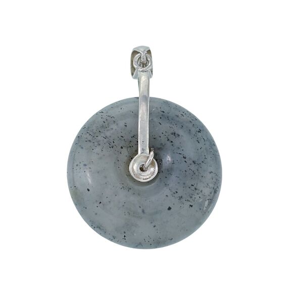 Vintage Sterling Silver Cubic Zirconia Nephrite Jade Doughnut Swan Bale Pendant - Picture 2 of 5